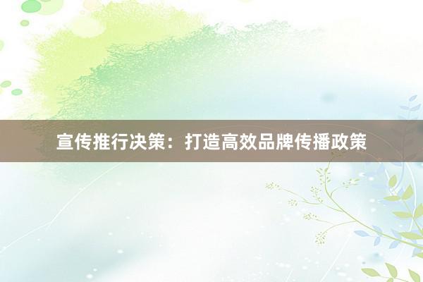 宣传推行决策：打造高效品牌传播政策